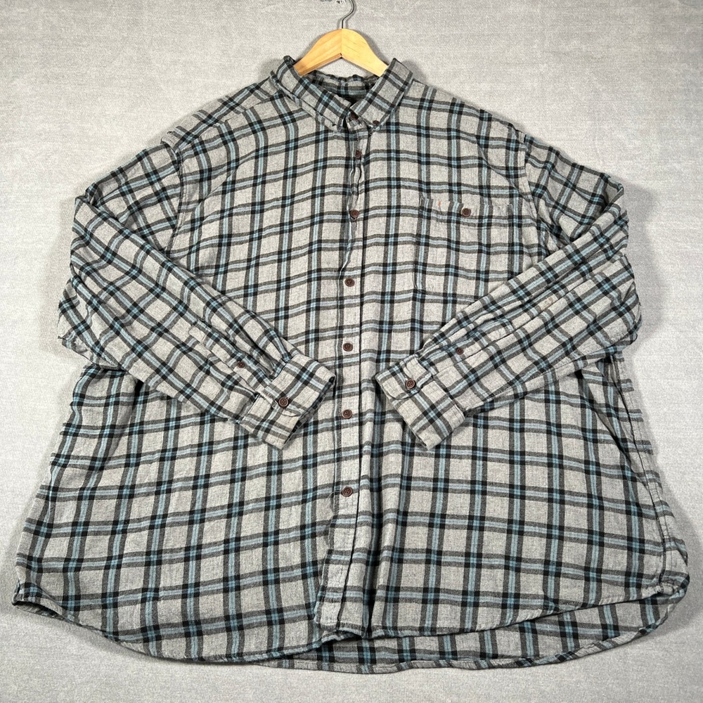 Northwest Territory Plaid Button Down Flannel Shirt Mens 4XL Gray Blue Cotton